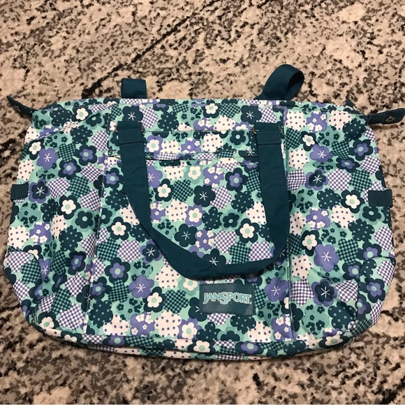Jansport Bags Jansport Green Floral Large Tote Bag Poshmark